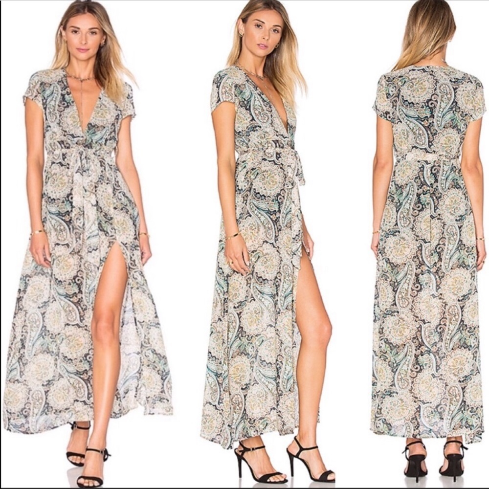 WYLDR Flawless green Maxi Dress with belt in Paisley print size Small